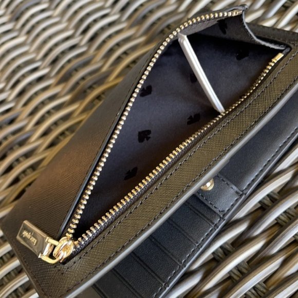 Kate Spade Staci Large Slim Bifold Wallet Black - Picture 9 of 16